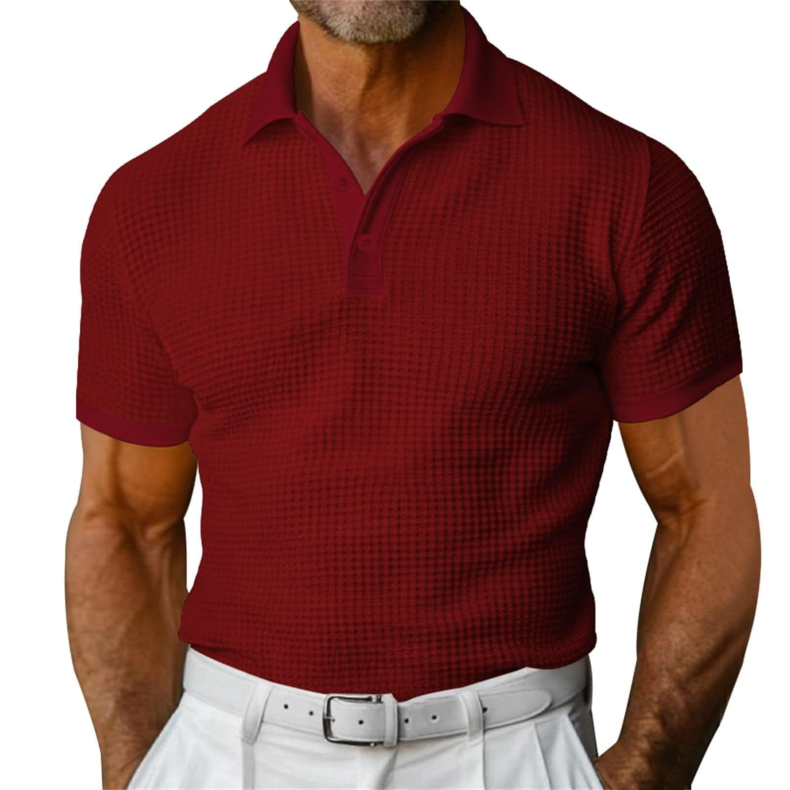 Polo à manches courtes en tissu gaufré pour homme – Image 6