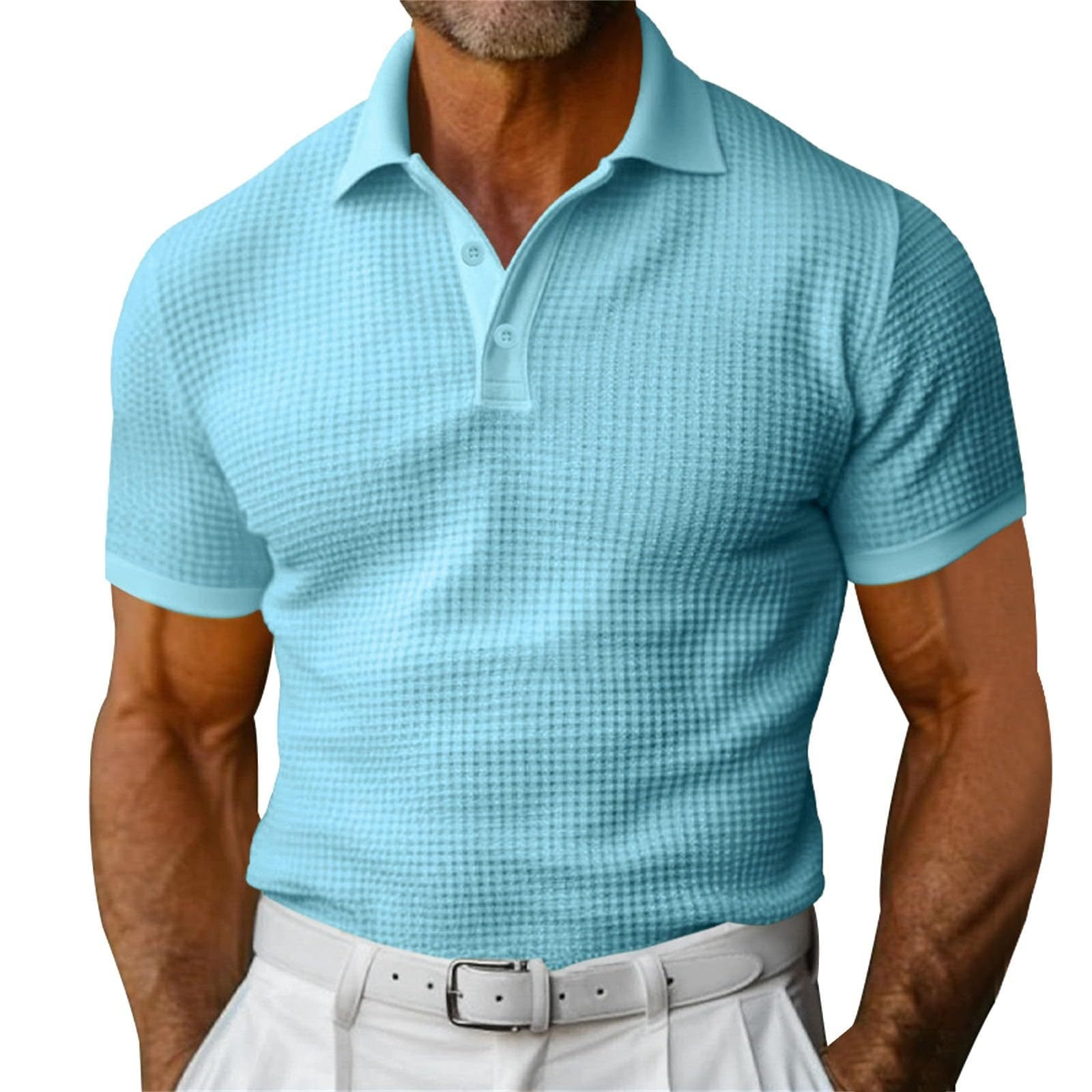 Polo à manches courtes en tissu gaufré pour homme – Image 5