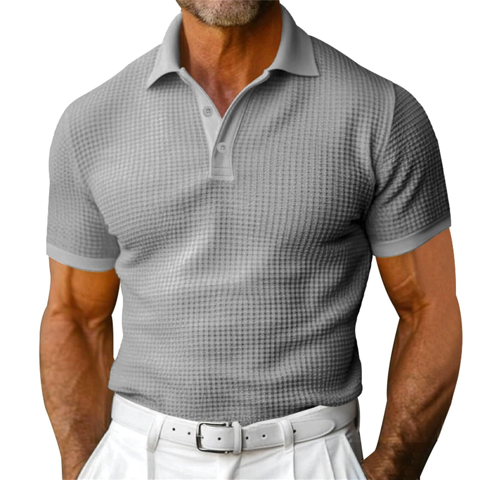 Polo à manches courtes en tissu gaufré pour homme – Image 7