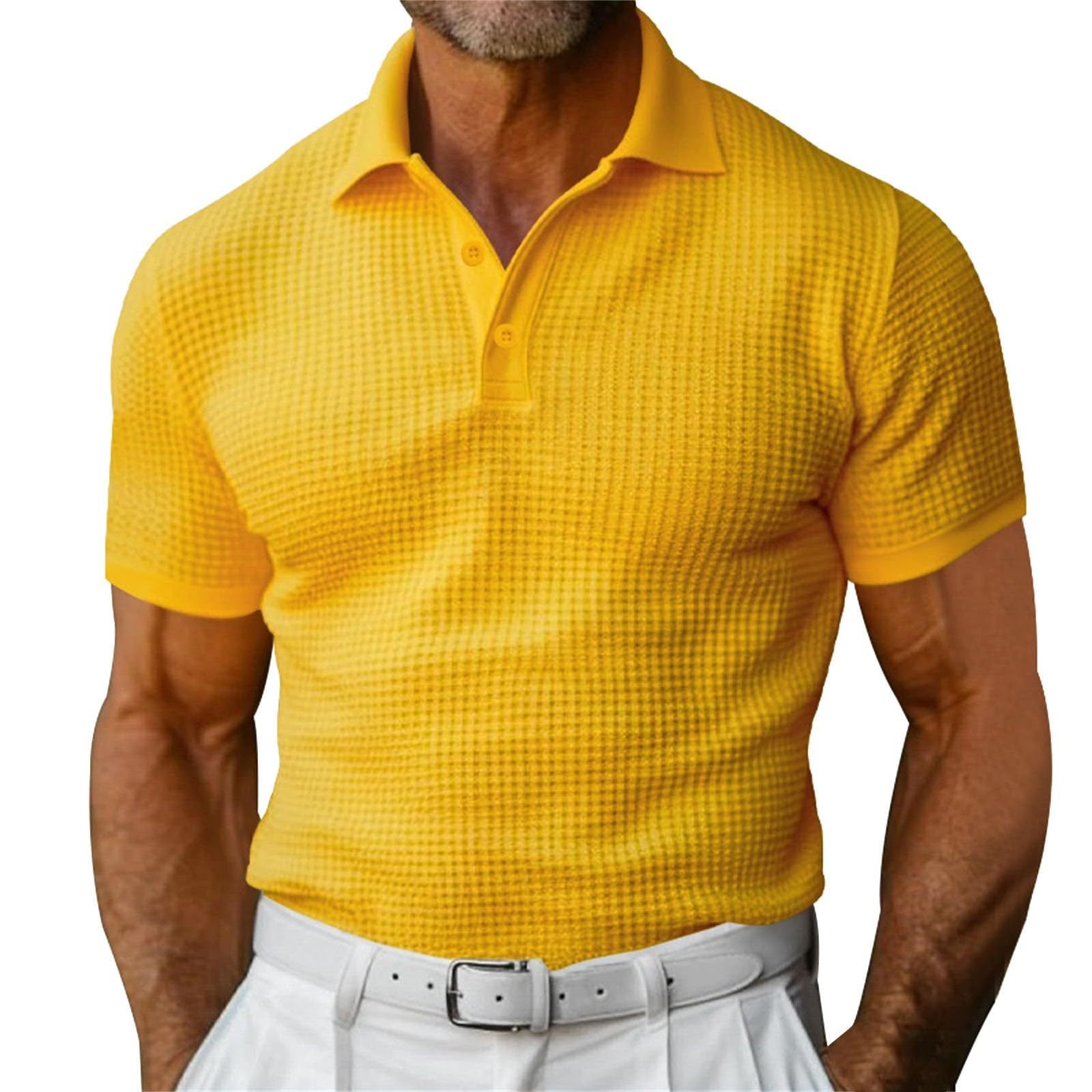 Polo à manches courtes en tissu gaufré pour homme – Image 2
