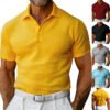 Polo à manches courtes en tissu gaufré pour homme