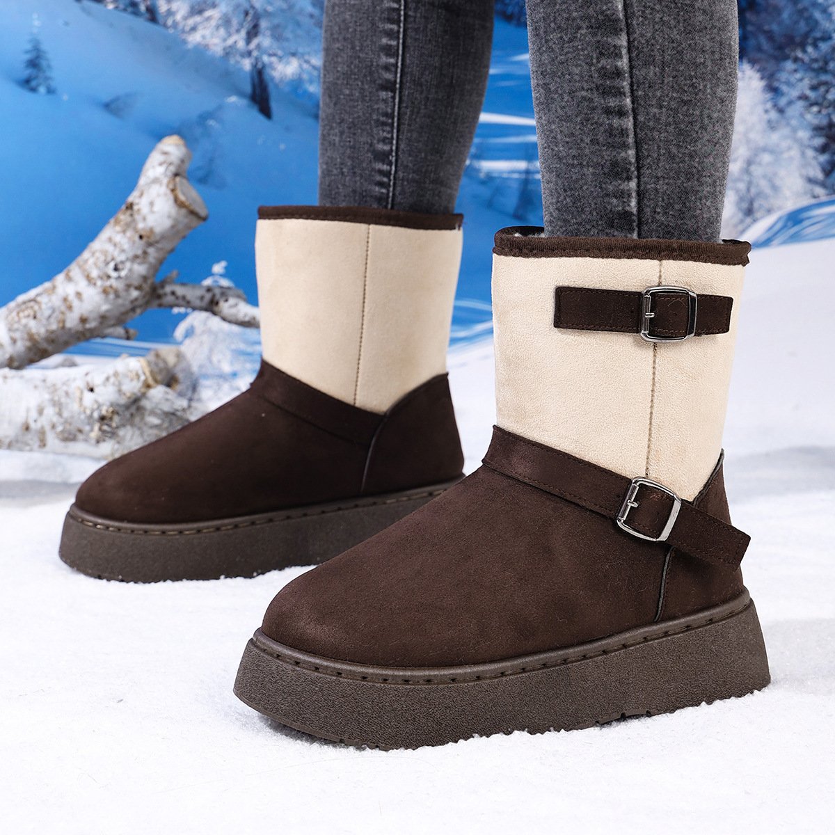 Bottes de neige tendance avec fourrure pour femmes – Image 4