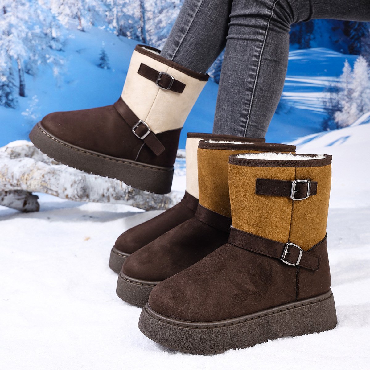 Bottes de neige tendance avec fourrure pour femmes
