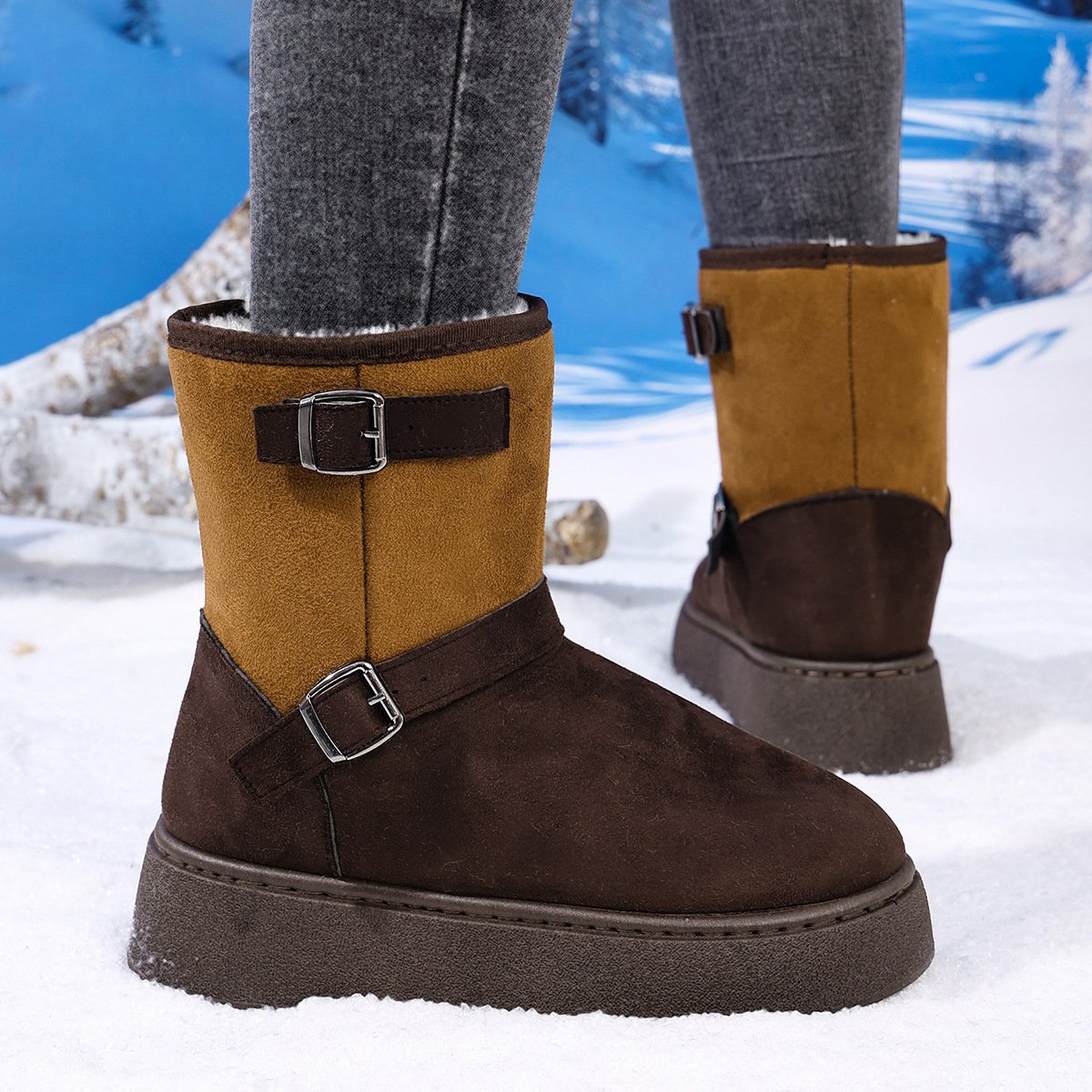 Bottes de neige tendance avec fourrure pour femmes – Image 7