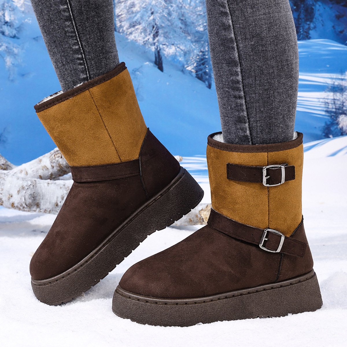 Bottes de neige tendance avec fourrure pour femmes – Image 6